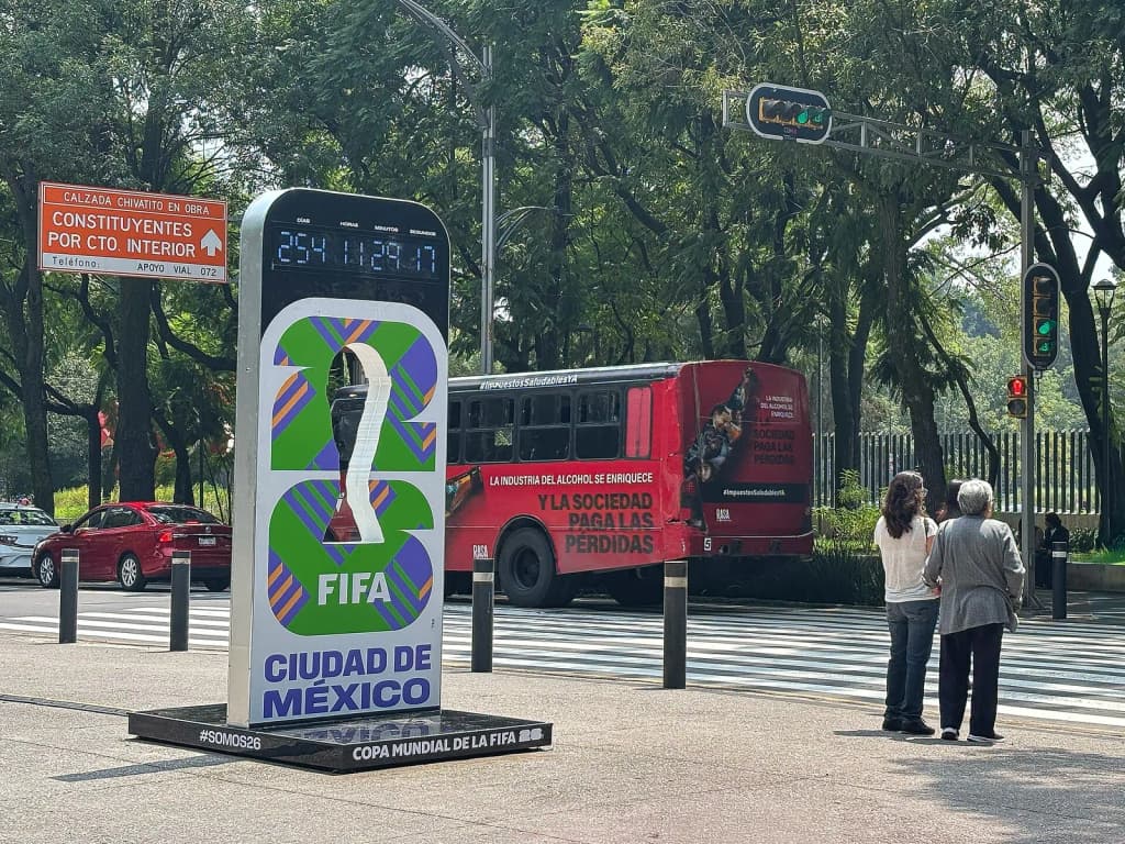2026 FIFA World Cup Countdown Clock on Paseo de la Reforma, Mexico City