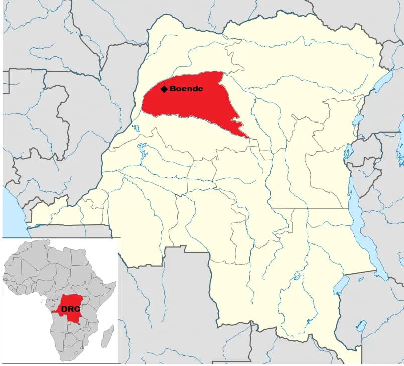 Ebola Areas in the Democratic Republic of Congo. Original source file from wikimedia