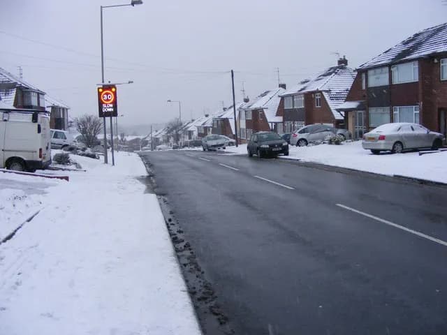 Slow Down A speed warning to approaching car on the Northway, Sedgley.