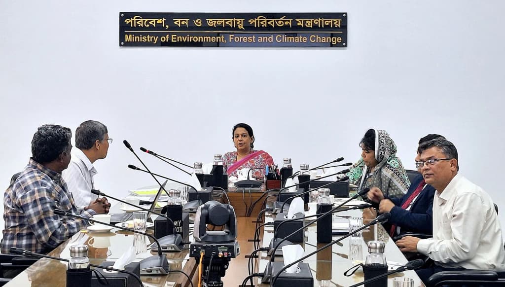 Syeda Rizwana Hasan, Advisor for Environment, Forests, and Climate Change, presided over a meeting on 'Climate Change Adaptation Activities' in the ministry's c