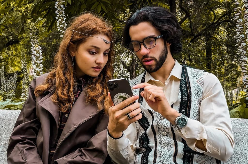 Ouali Rania and Aymen Ghouti acting the in the behind the scene of shooting the Wiki for Climate Change 2023: The Right to a Healthy Environment in the Maghreb