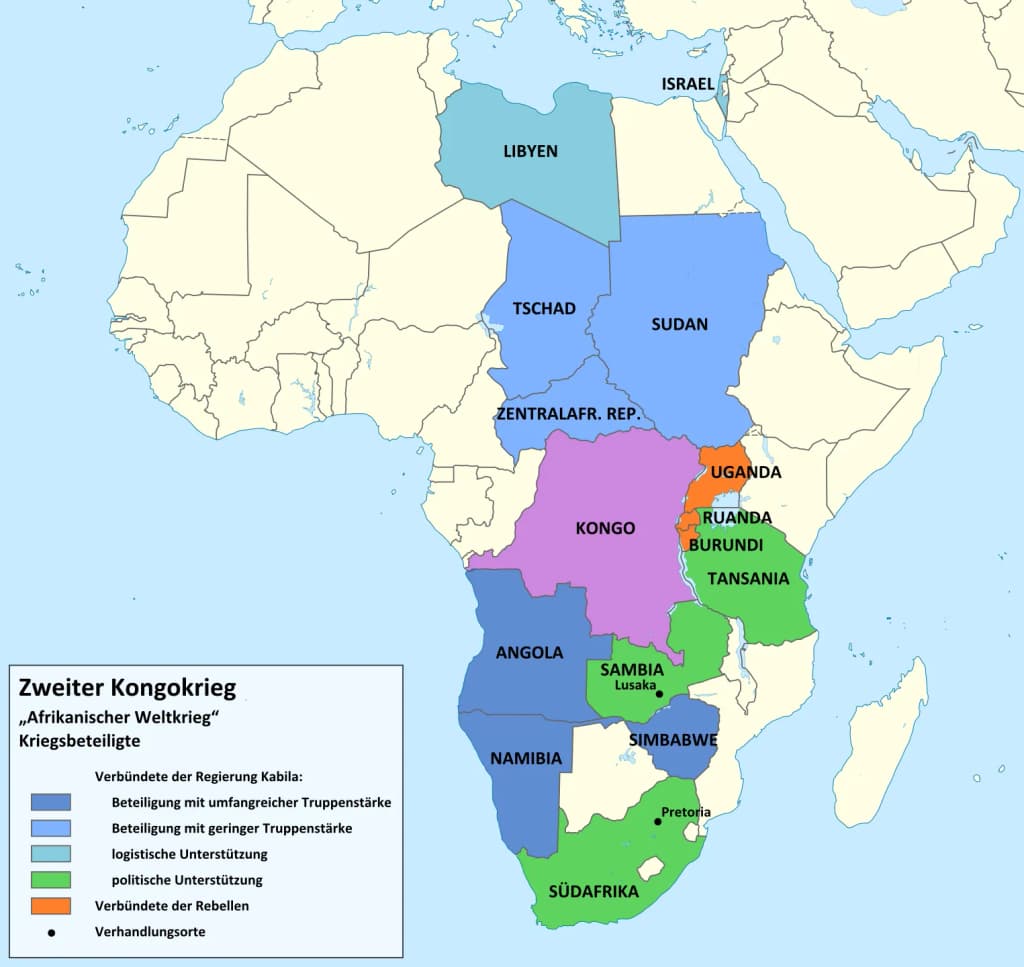 Countries participating in the Second Congo War