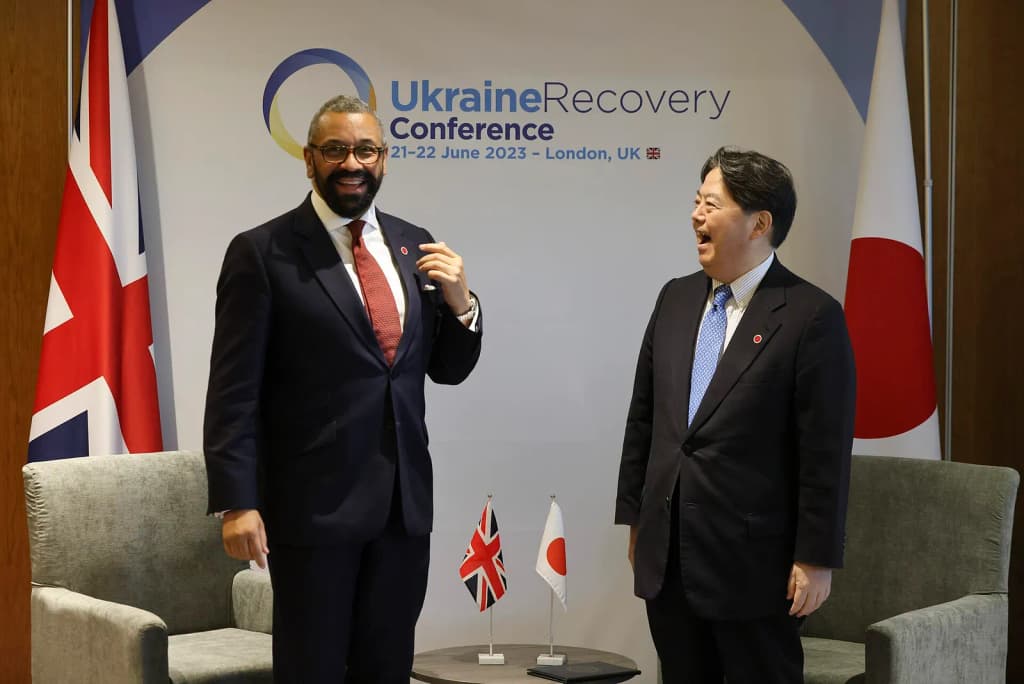 21/06/2023. London, United Kingdom. The Foreign Secretary, James Cleverly meets Japanese Minister for Foreign Affairs Hayashi Yoshimasa as they attend the 2023