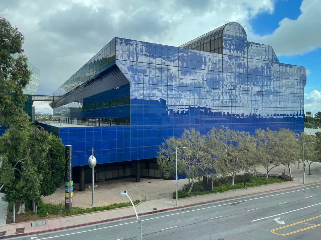 The Pacific Design Center in December 2023. Photo taken from across the street at the West Hollywood Library.
