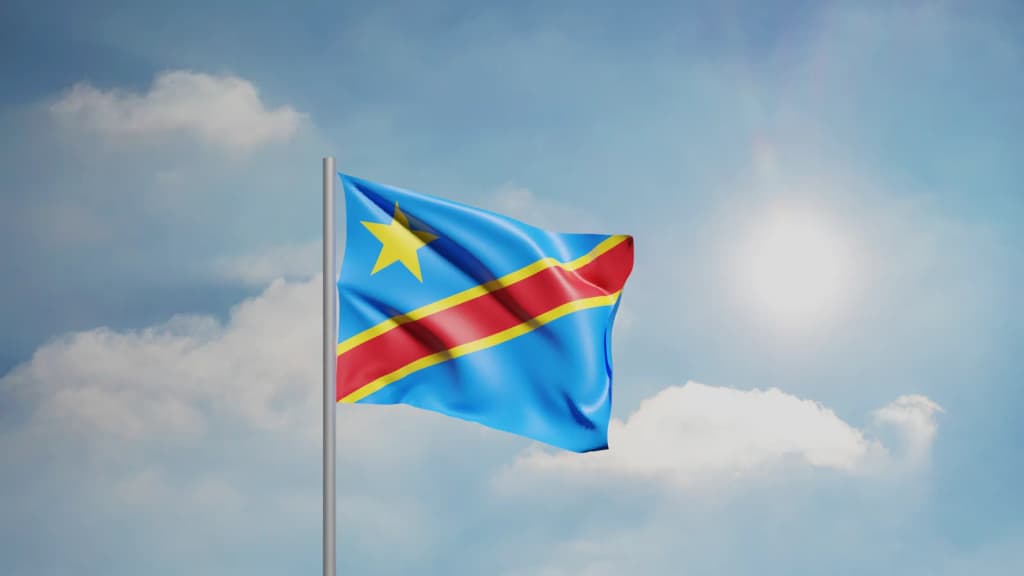 This is the flag of the Democratic Republic of the Congo (sometimes called Congo-Kinshasa ), made in CGI.