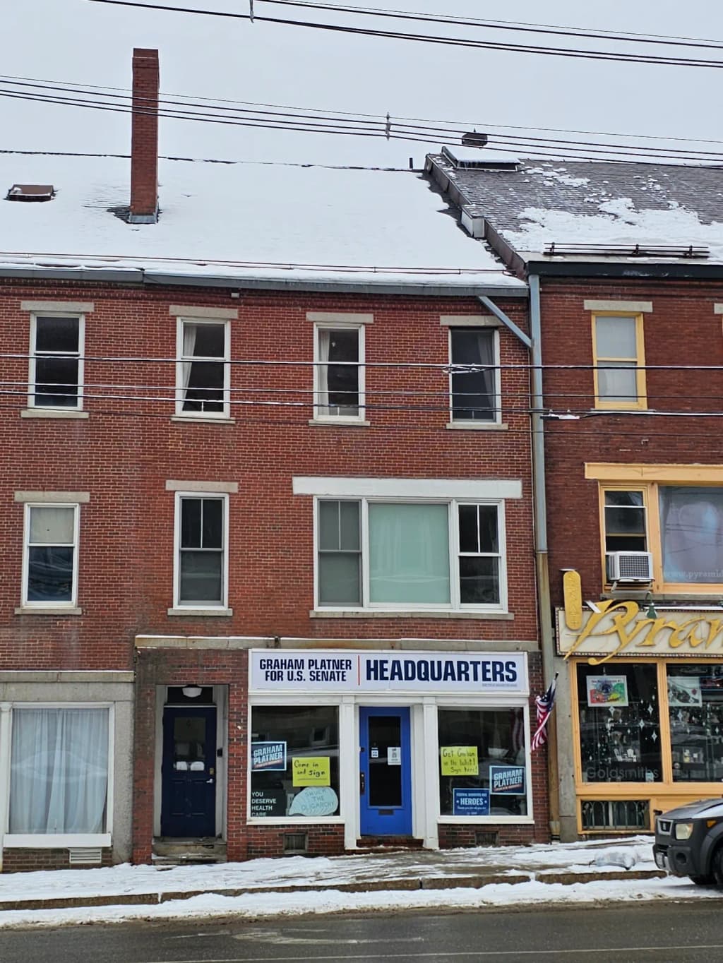 Graham Platner's United States Senate campaign headquarters in Ellsworth, Maine