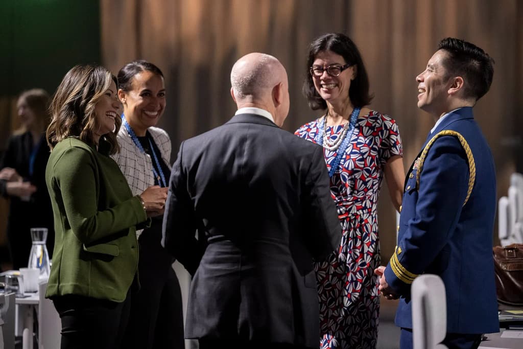 Stockholm, Sweden (June 21, 2023) Homeland Security Secretary Alejandro Mayorkas participates in a ministerial meeting between the European Union and the United