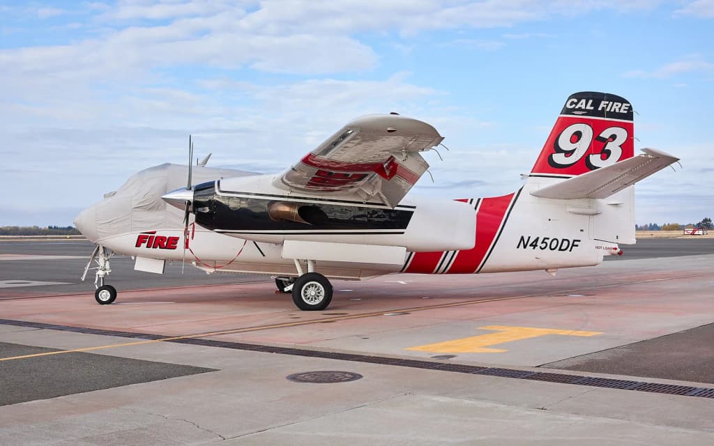 Tanker 93, a Grumman S-2T airtanker based at the CAL FIRE Chico Air Attack Base, at Chico Regional Airport (CIC) in Butte County, California, on November 14, 2024.