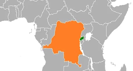 Localizzazione della Rep. Democratica del Congo e del Ruanda