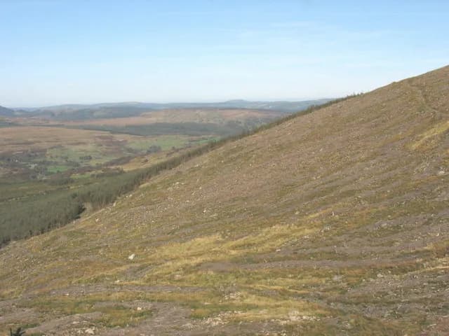 Deforestation A large section of clear fell on the north-western slopes of Moel Penamnen.