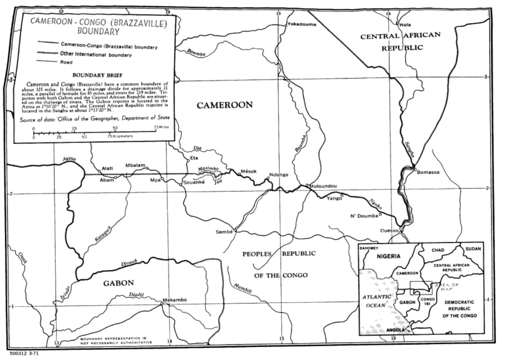 Cameroon-Republic of Congo border map