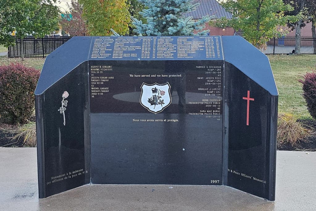 The New Brunswick Peace Officers' Memorial in Fredericton, New Brunswick, Canada