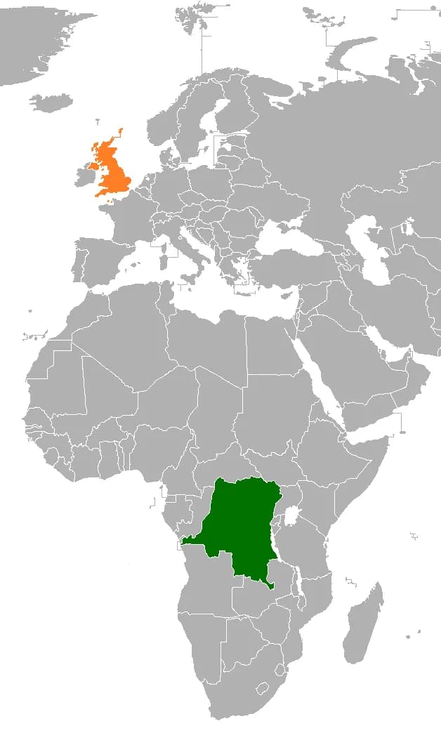 Showing the UK and DR Congo