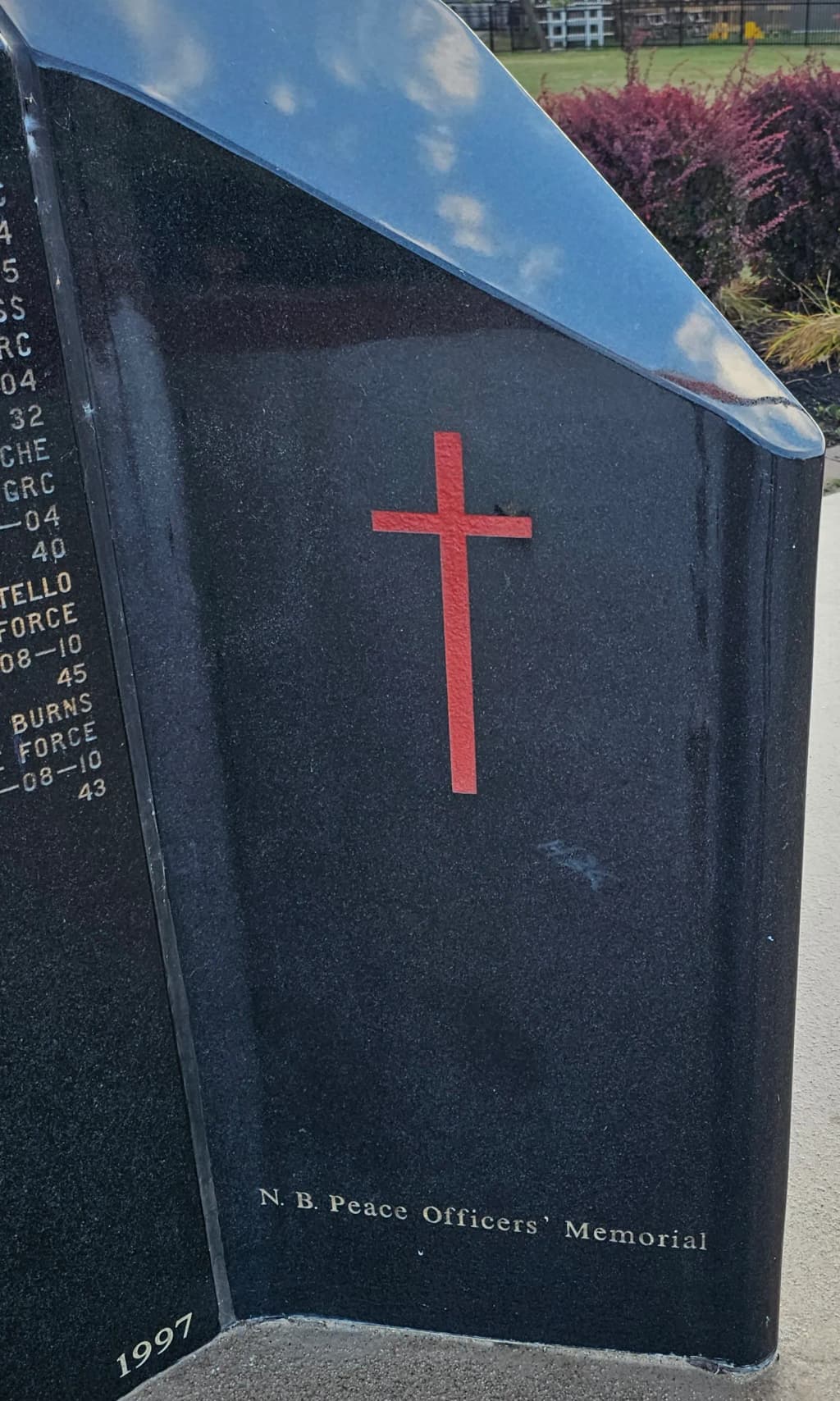 A section of the New Brunswick Peace Officers' Memorial in Fredericton, New Brunswick, Canada