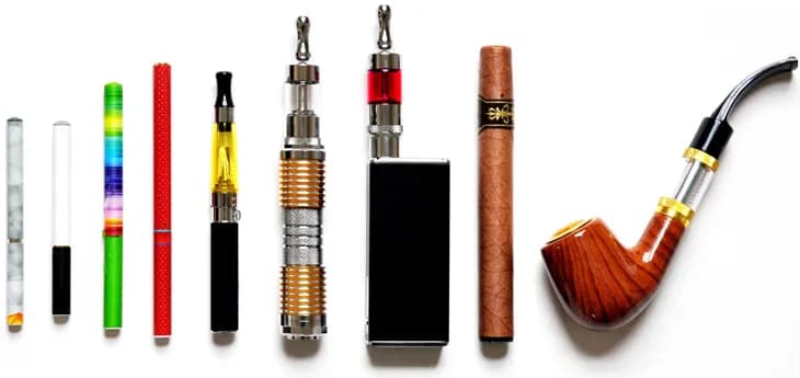 A photograph of various electronic nicotine delivery systems
