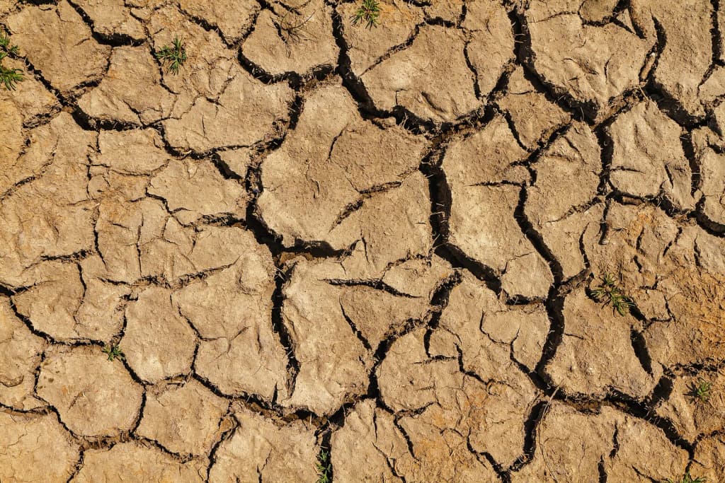 Mudcracks due to drought caused by climate change global problem : Climate change Title Climate change Instance of global problem and human impact on the enviro