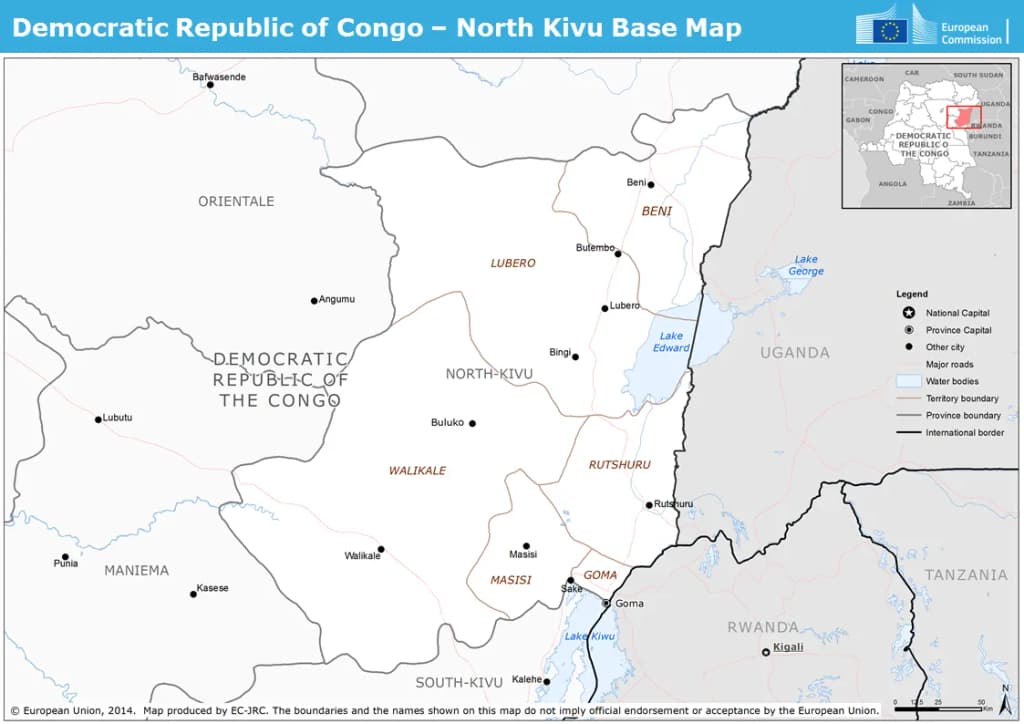 Base map of the North-Kivu Province in the Democratic Republic of Congo