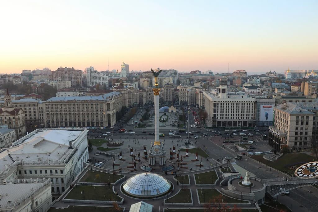 a view of Maidan Nezalezhnosti in Kiev, Ukraine