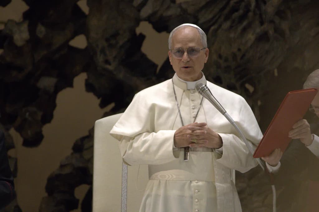 Pope Leo XIV during an audience with the media (May 12, 2025)