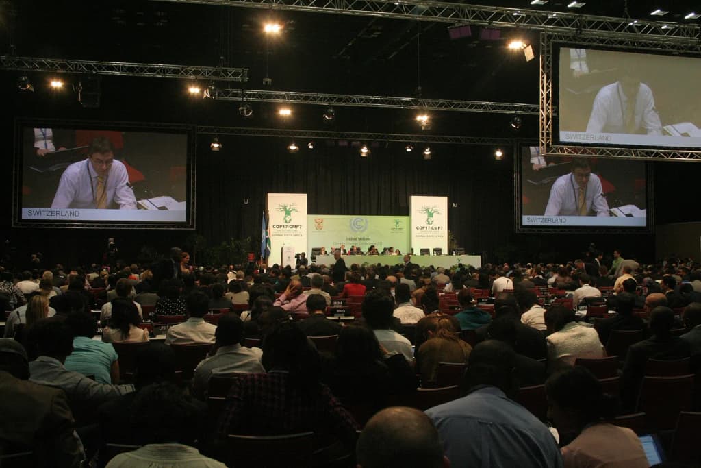 Plenary meeting during the 2011 United Nations Climate Change Conference (COP17) in Durban, South Africa.