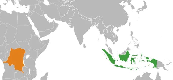 Locator map of Democratic Republic of the Congo and Indonesia