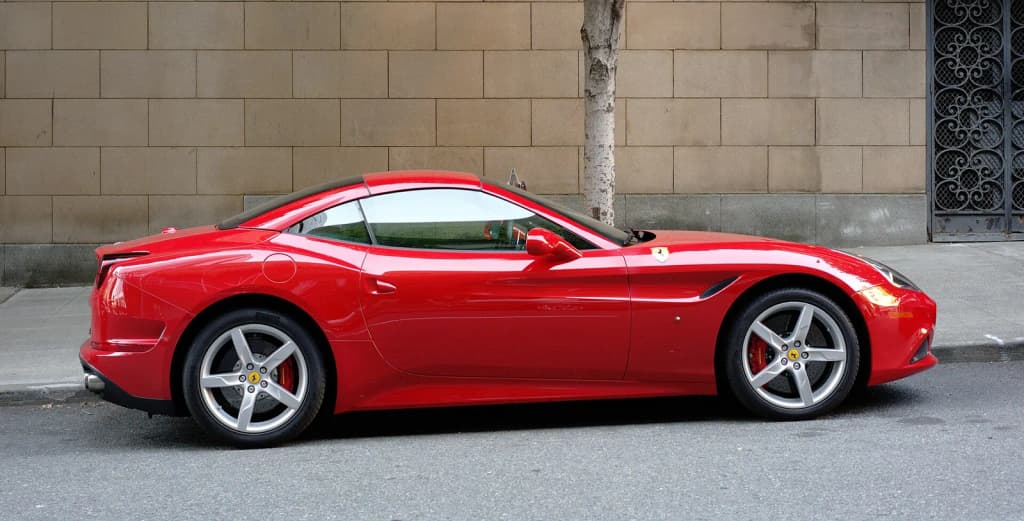 The right side of the Ferrari California T seen in Seattle .