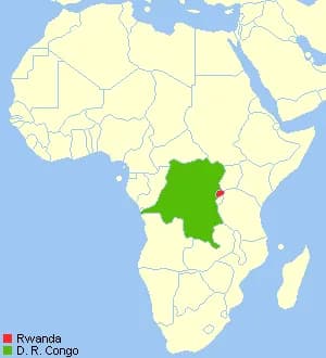 Locator map for Rwanda and the D. R. Congo.