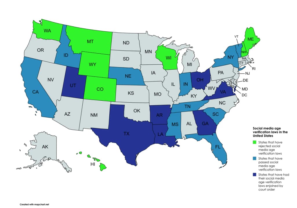 Social media age verification laws in the United States.