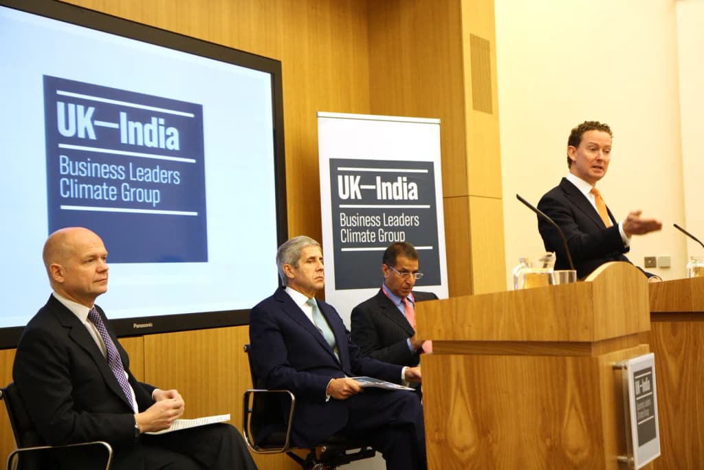 Climate Change Minister Greg Barker speaking at the launch event of a report by the UK-India Business Leaders Climate Group, 15 November 2010.