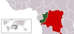 Locator map of the Democratic Republic of the Congo and the Republic of the Congo.
