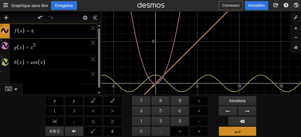 Desmos Graphing Calculator in French