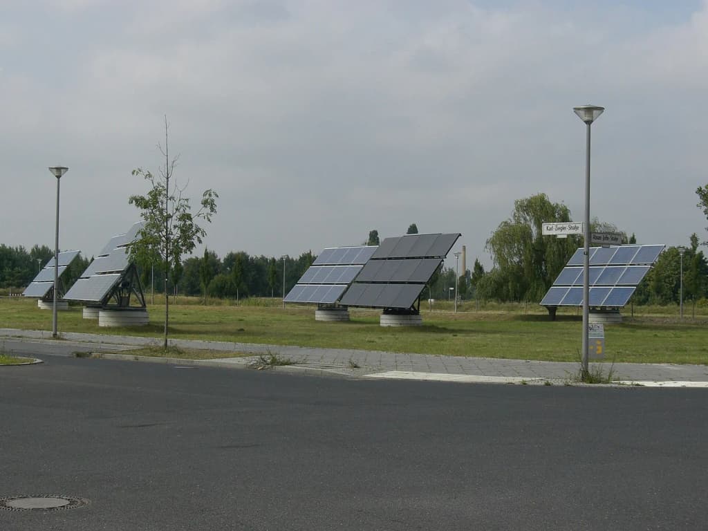 Photovoltaic power station in Adlershof, Berlin, Germany.