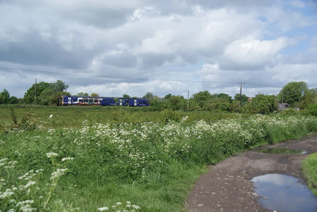Train slowing down for Beverley , East Riding of Yorkshire , England. On the line that comes from Hull.
