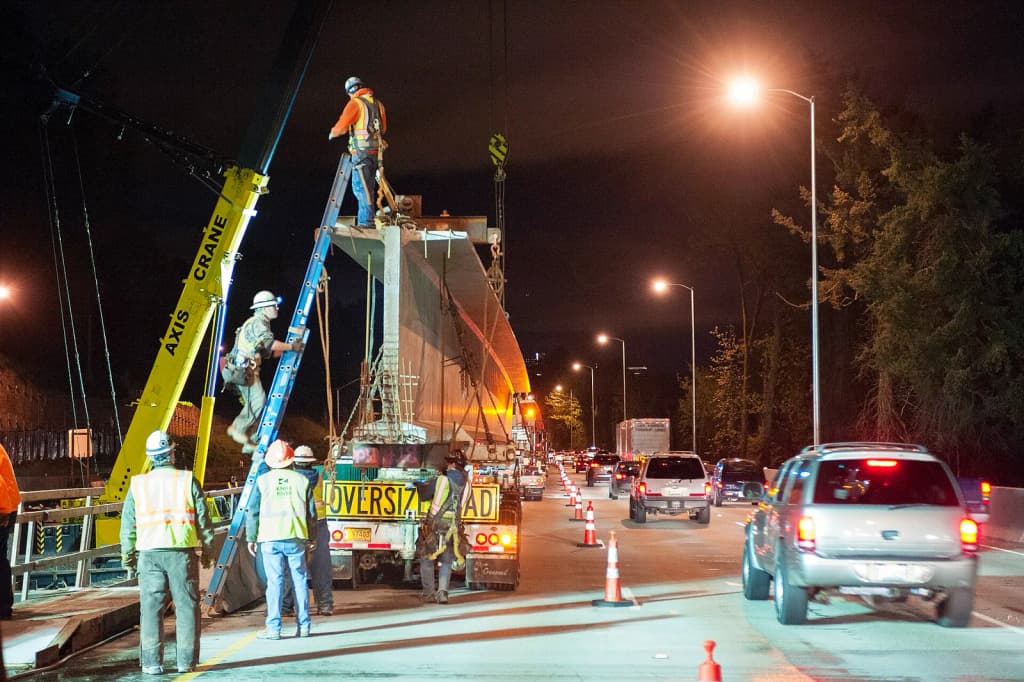 At times the work zone on the I-5 Iowa Street Viaduct Project is very narrow. Portland motorists have been great at slowing down and giving workers space.