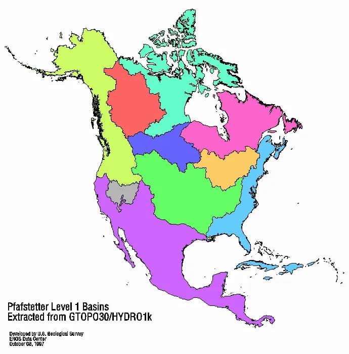 Drainage basin of North America.