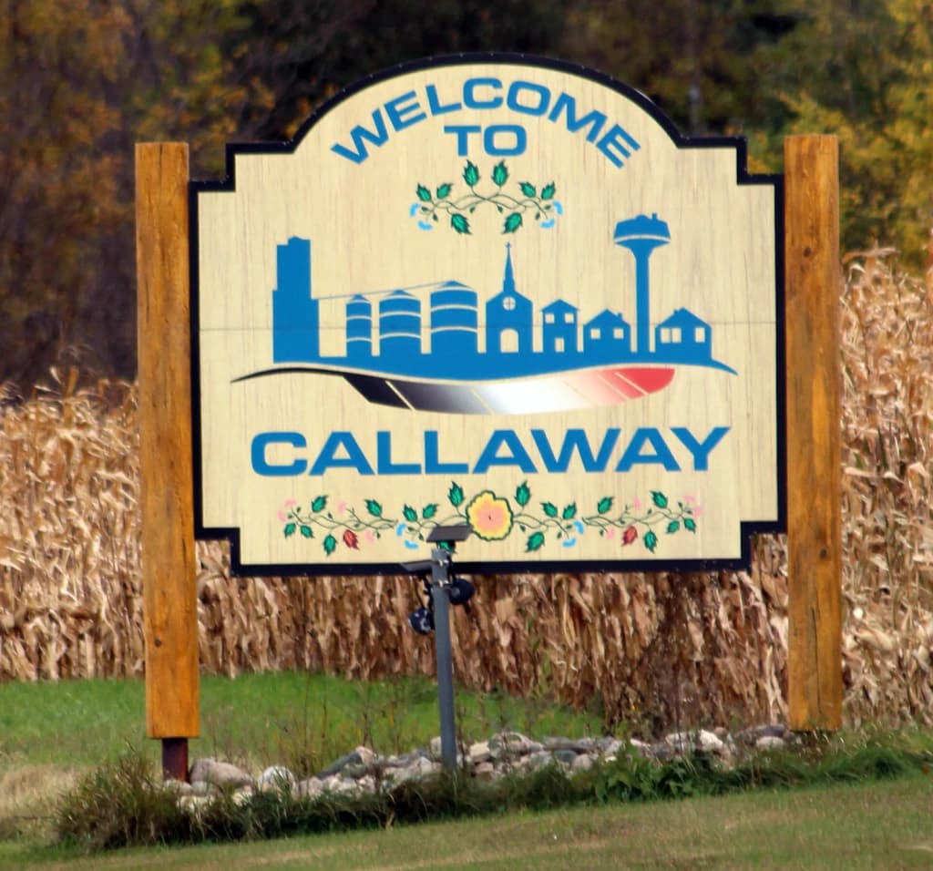 Welcome sign Callaway, Minnesota