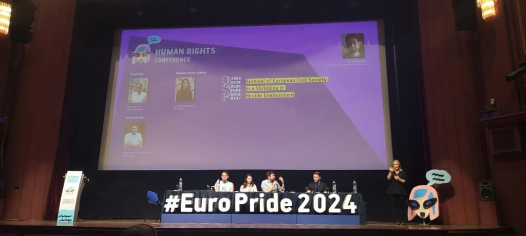 Human Rights Conference in Thessaloniki, as a part of EuroPride 2024. Session: Survival of European Civil Society in a Shrinking and Hostile Environment